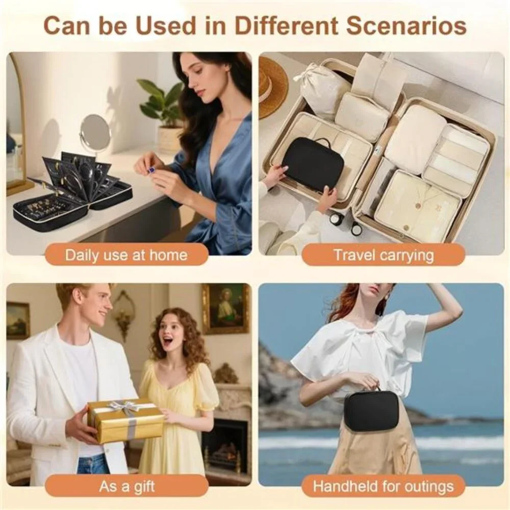 Travel Jewelry Case Organizer for Women, Jewelry Storage Book with Small Pouch,